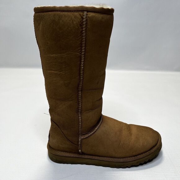 UGG Classic Tall Boot Chestnut Suede Sheepskin Shearling (SN 5815) Size 7 - Picture 14 of 16